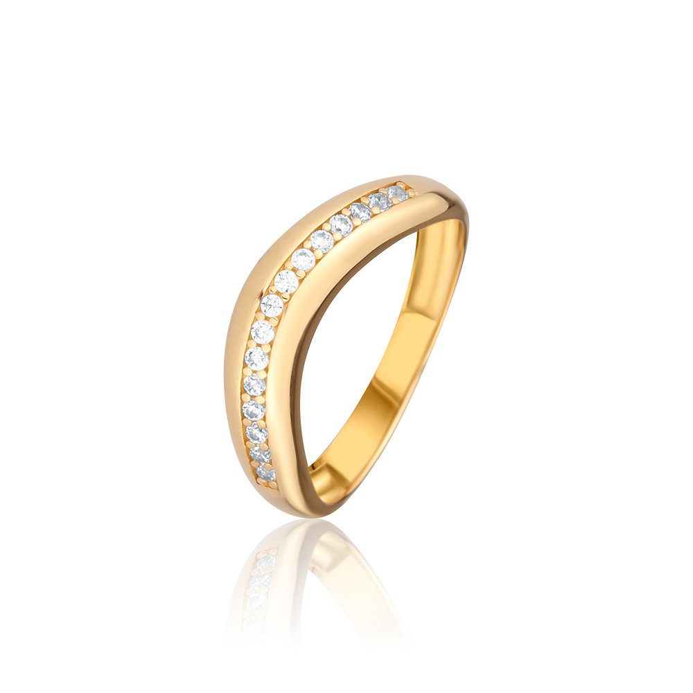 Žluté zlato prsten tvarovaný se zirkony