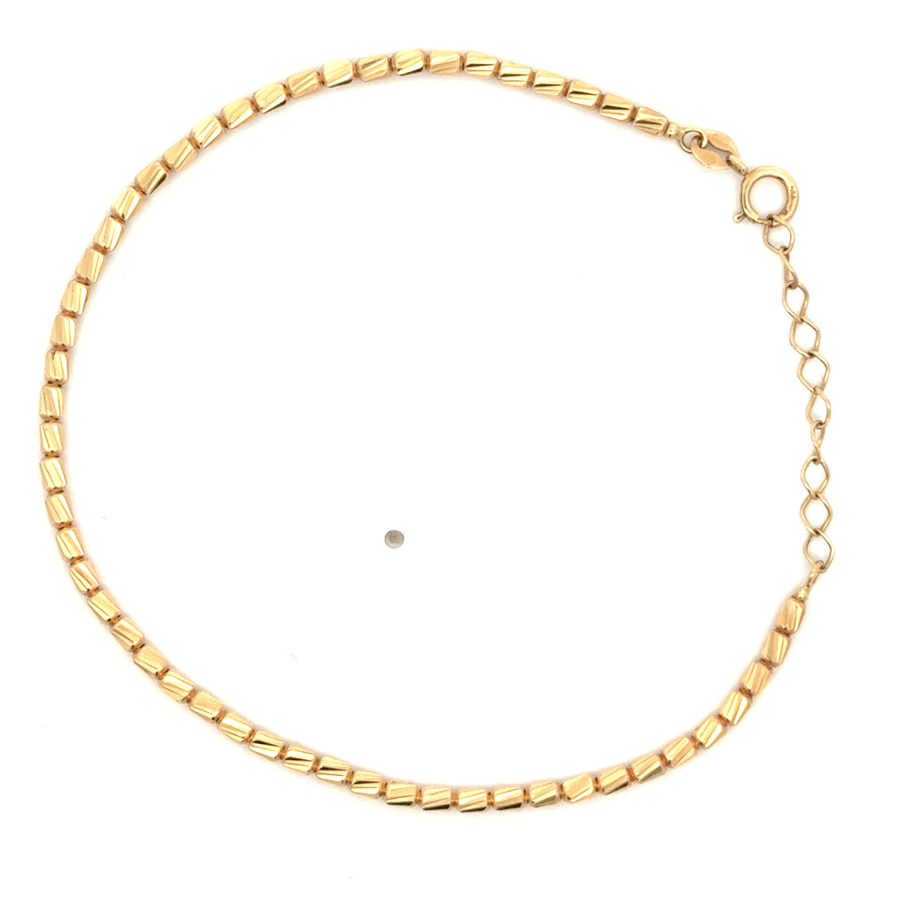Žluté zlato náramek broušené válečky 17+3cm