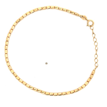 Žluté zlato náramek broušené válečky 17+3cm