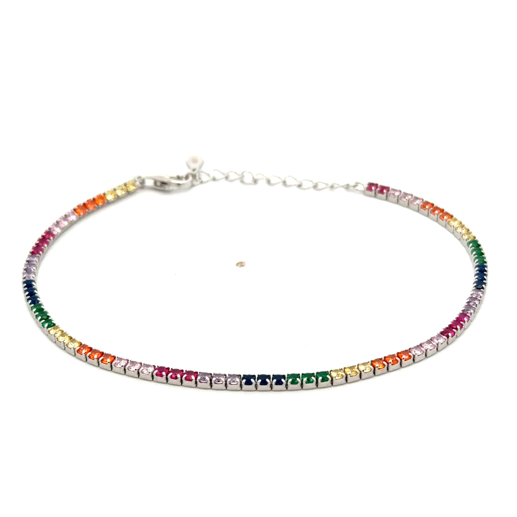 Stříbrný náramek s brevnými zirkony 17+4cm