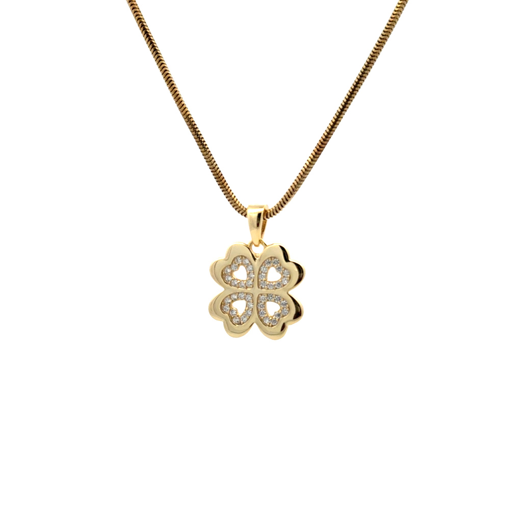 Stříbrný pozlacený přívěsek ČTYŘLÍSTEK