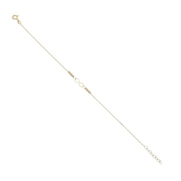 Žluté zlato náramek NEKONEČNO s kuličkami 17+3cm