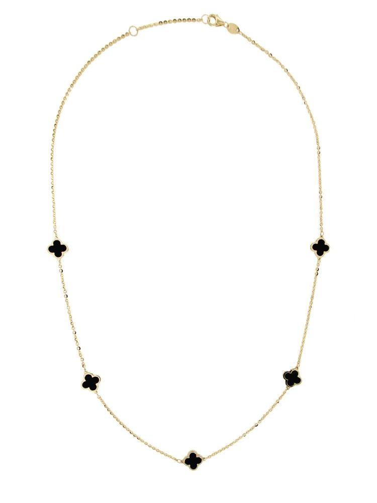 Žluté zlato náhrdelník VC s onyxem 42+3cm