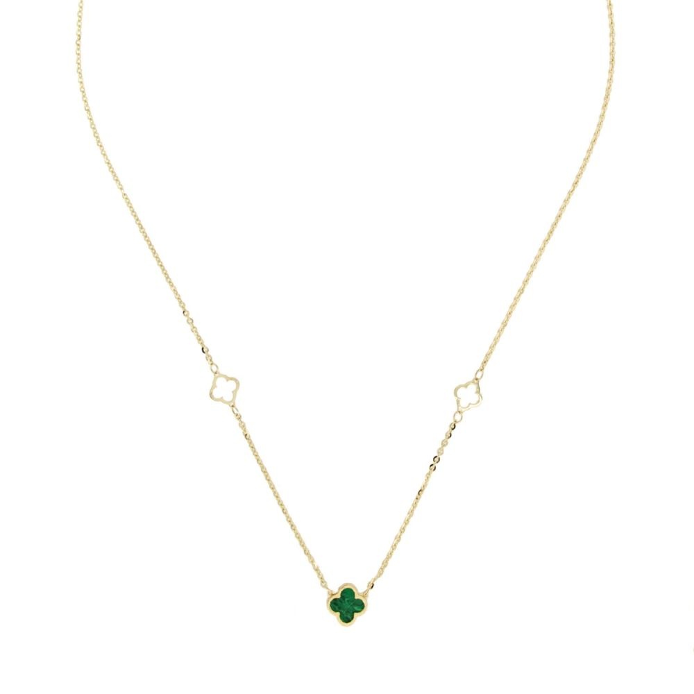 MOISS náhrdelník ze žlutého zlata MALACHIT