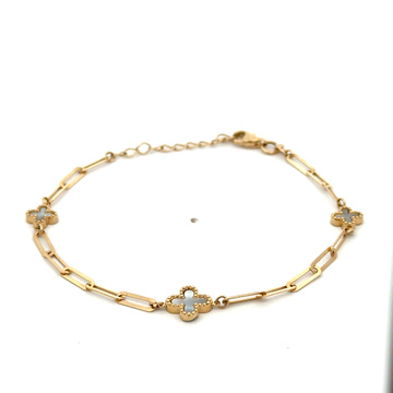 Žluté zlato náramek VC s perletí 17+3cm