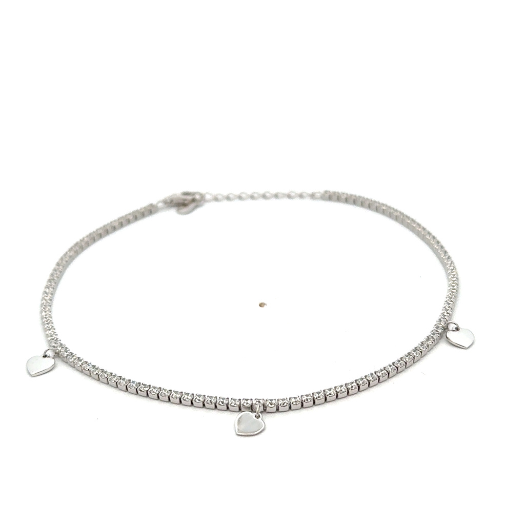 Stříbrný zirkonový náramek na nohu 22+3cm