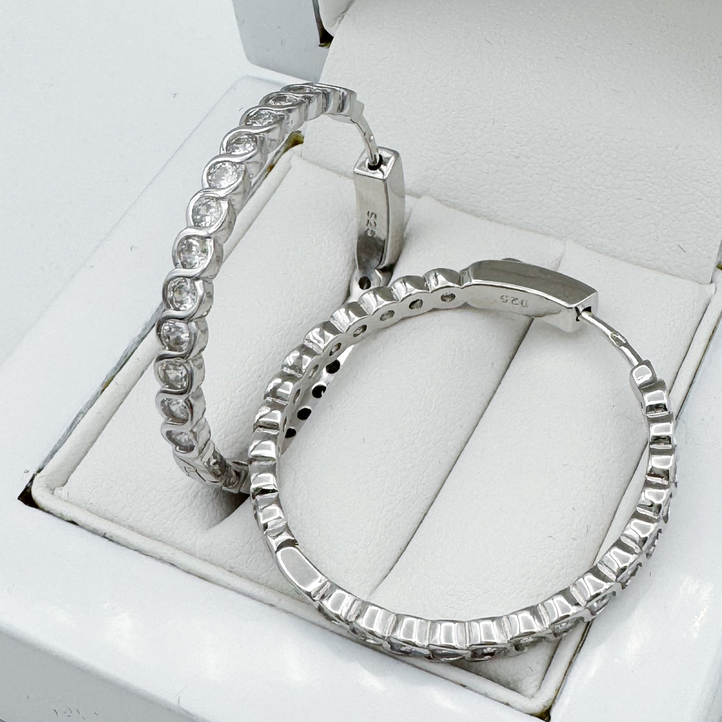 Stříbrné zirkonové náušnice 3cm