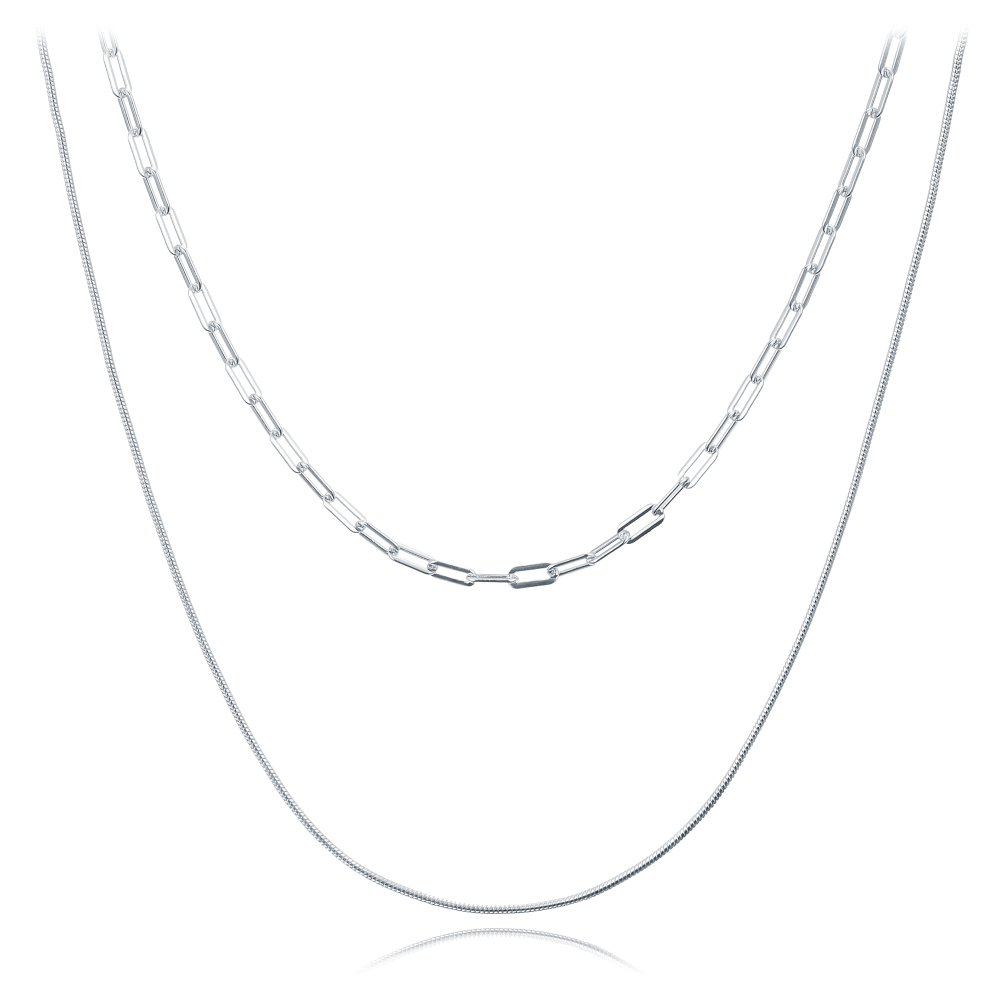 MINET Elegantní dvojitý stříbrný náhrdelník