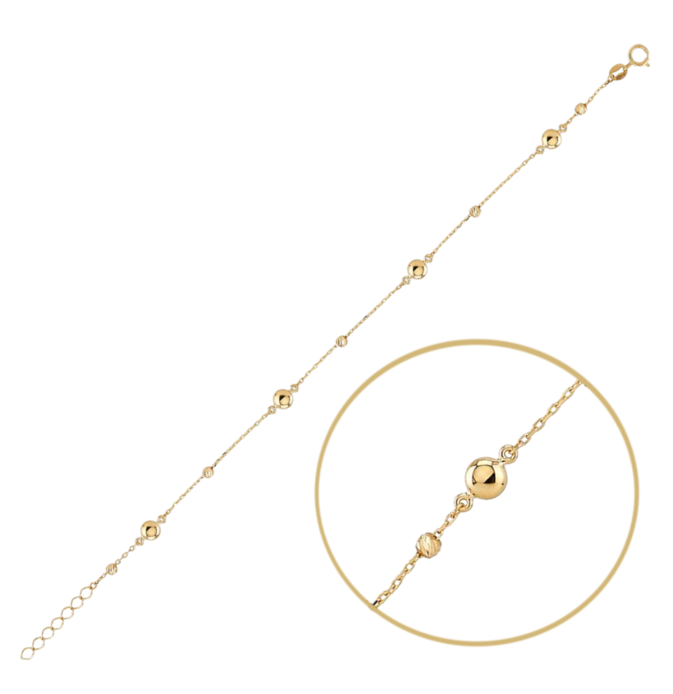 MINET Elegantní zlatý náramek s kuličkami