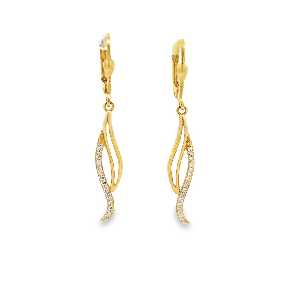 Žluté zlato visací náušnice na klapku