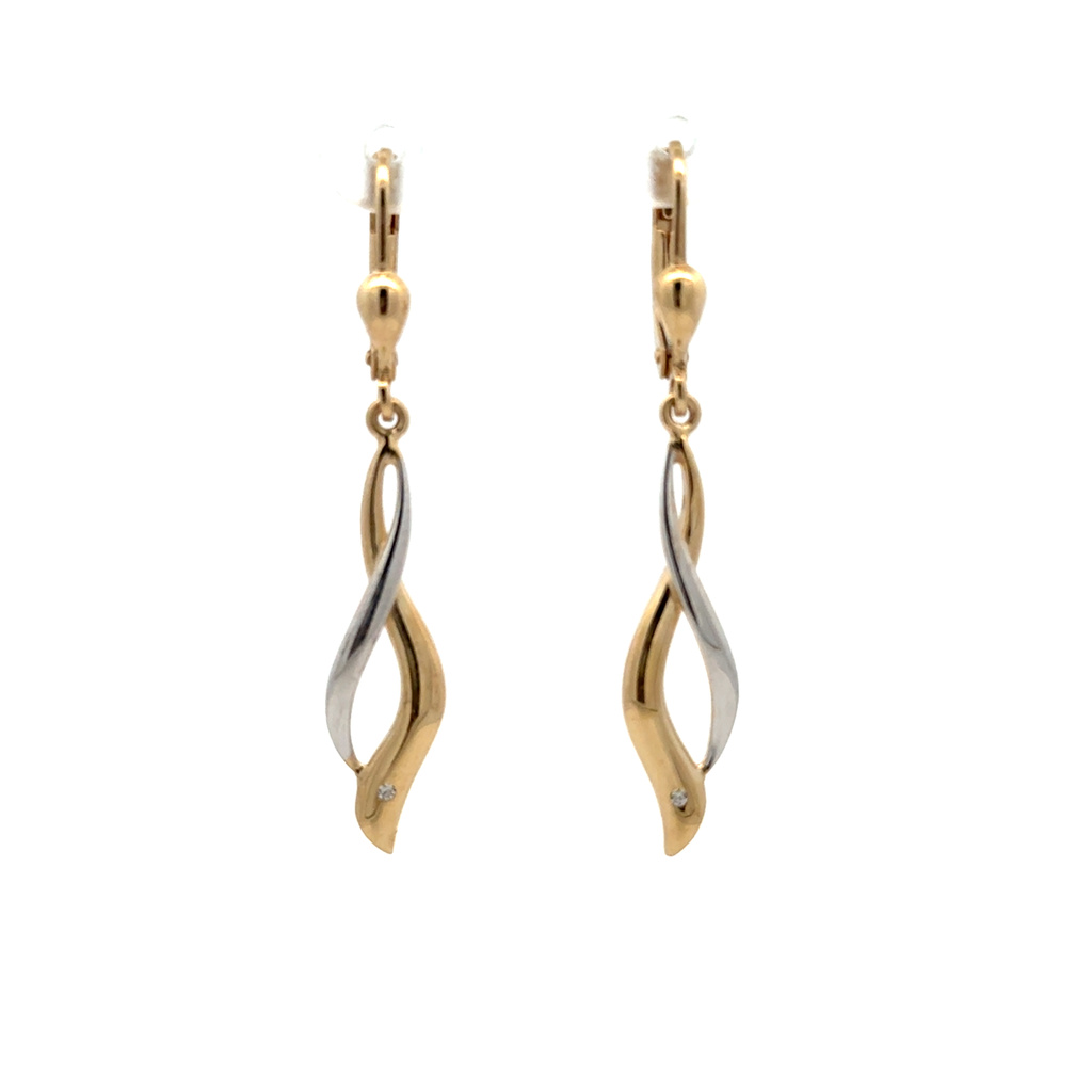 Žluté zlato visací náušnice na klapku