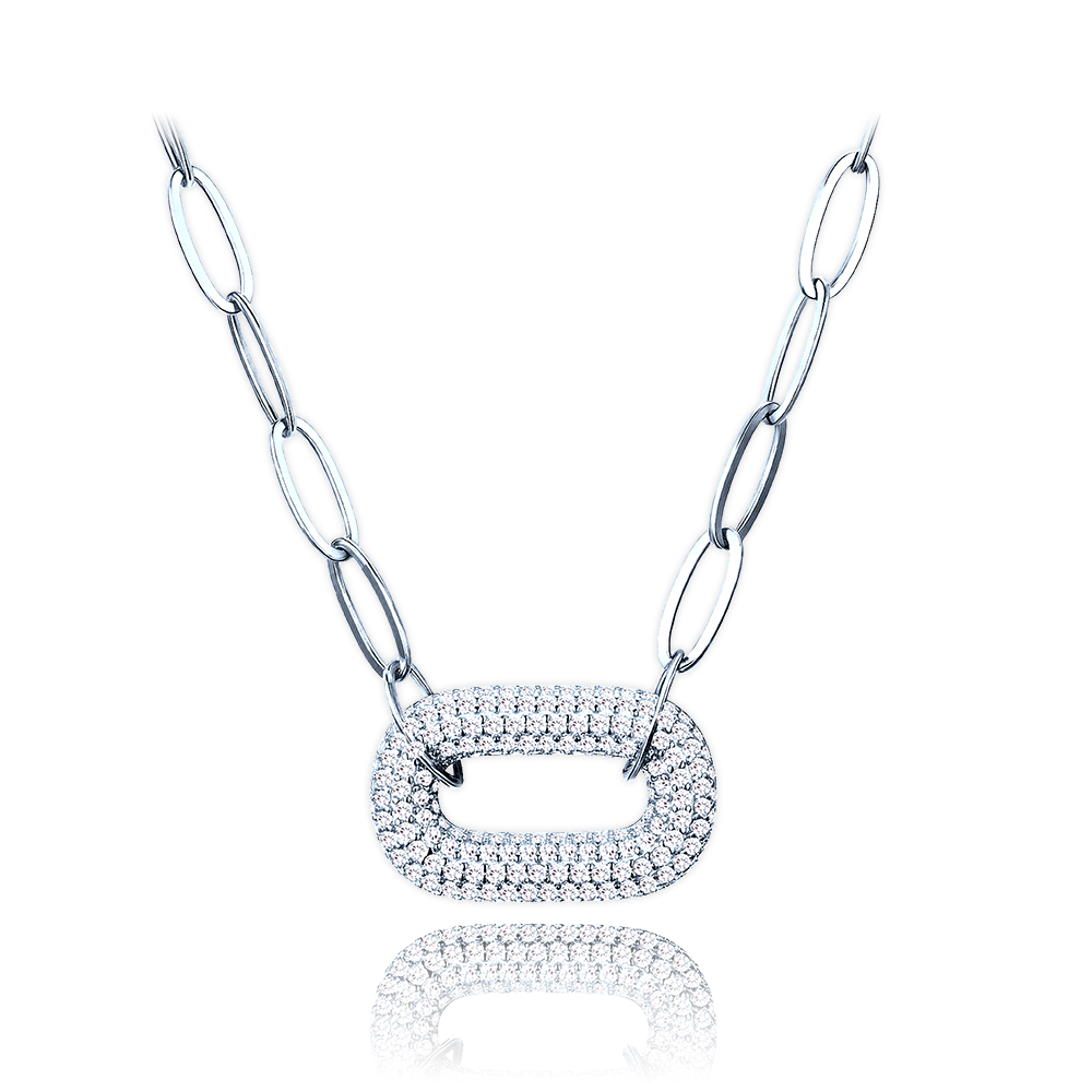 MINET Luxusní stříbrný náhrdelník s bílými zirkony