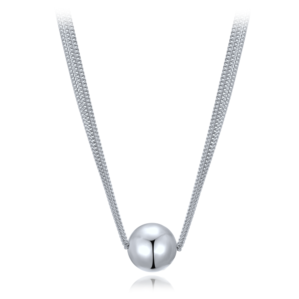 MINET Elegantní stříbrný náhrdelník se třemi řetízky s kuličkou