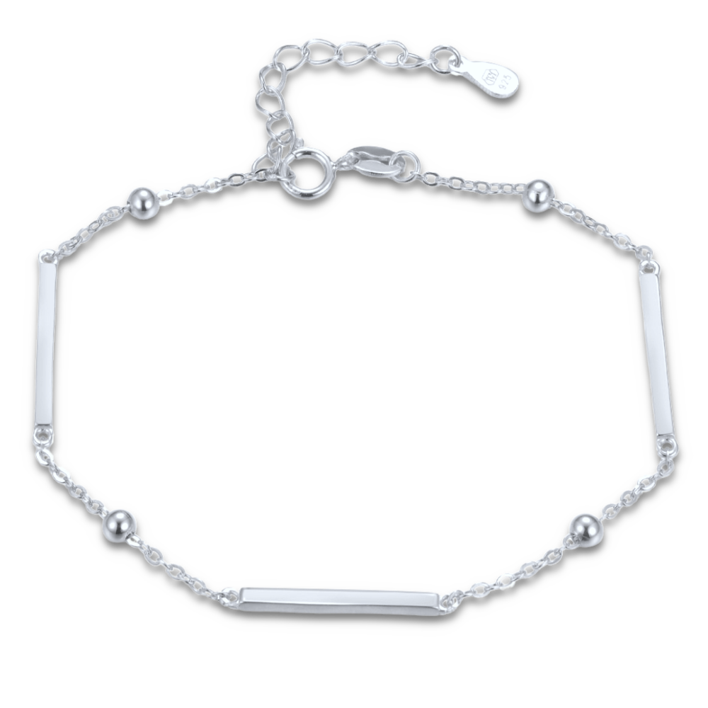 MINET Elegantní stříbrný náramek s tyčkami, kuličkami