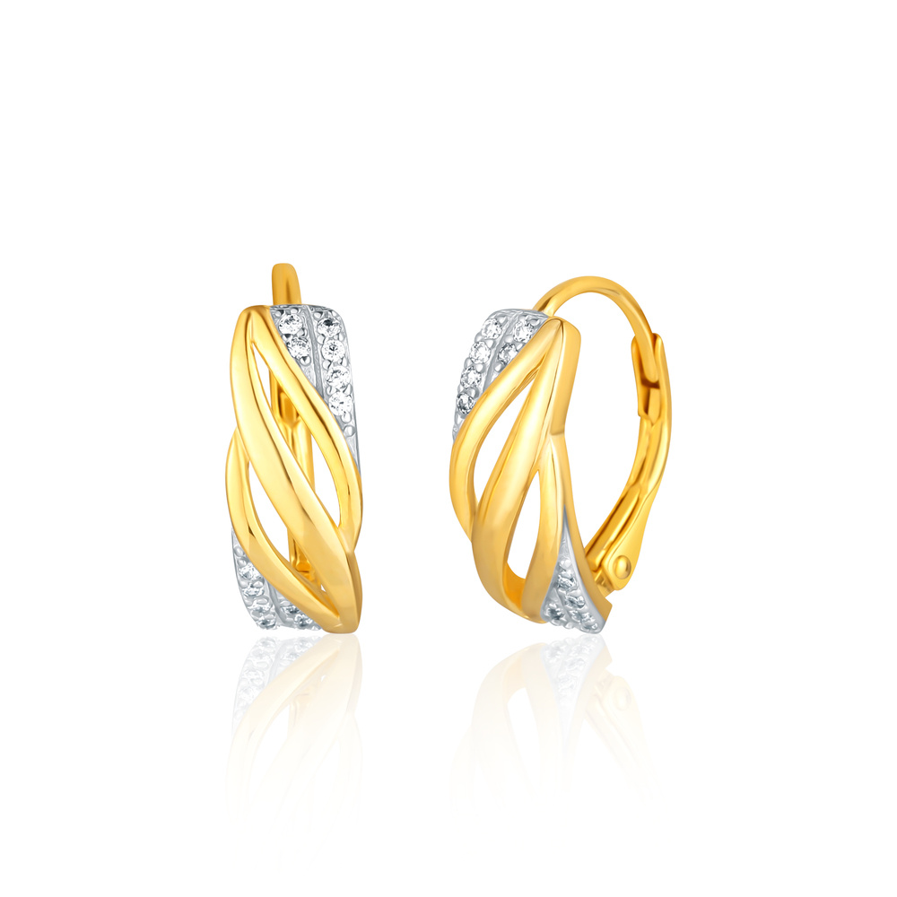 Stříbrné pozlacené náušnice se zirkony na klapku