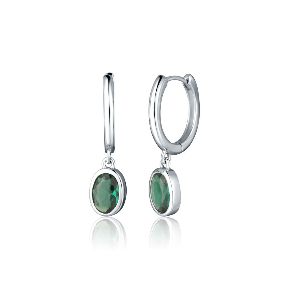 Stříbrné náušnice se zeleným zirkonem