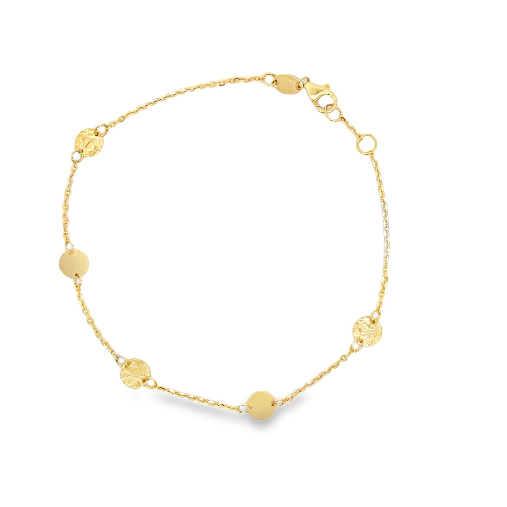 Žluté zlato náramek s destičkami 17,5+0,5cm