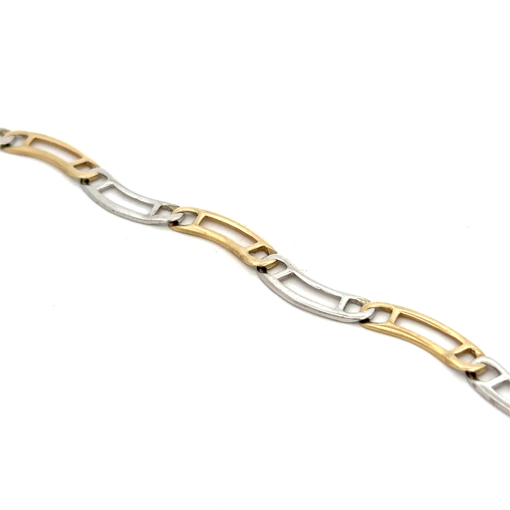 Žluté - bílé zlato článkový náramek 18cm