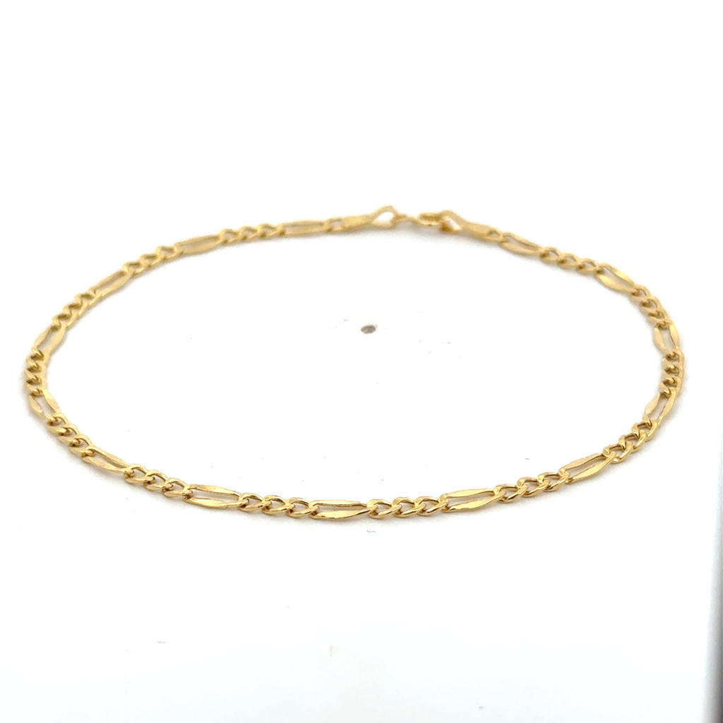 Žluté zlato náramek dutý figaro 19cm