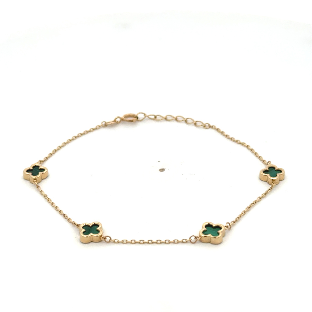 Žluté zlato náramek VC malachit 17+2cm