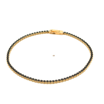 Žluté zlato náramek černý zirkonový 18cm