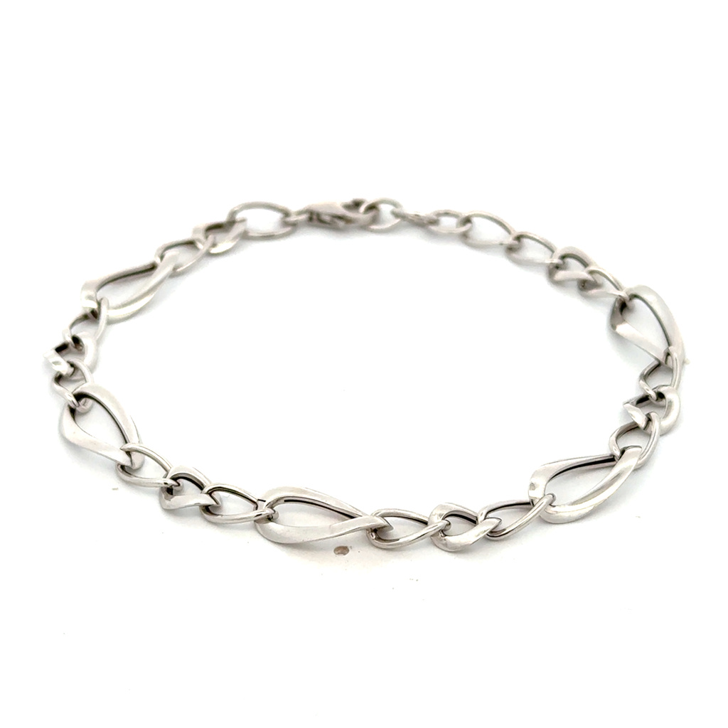 Bílé zlato náramek očka 19+1,5cm