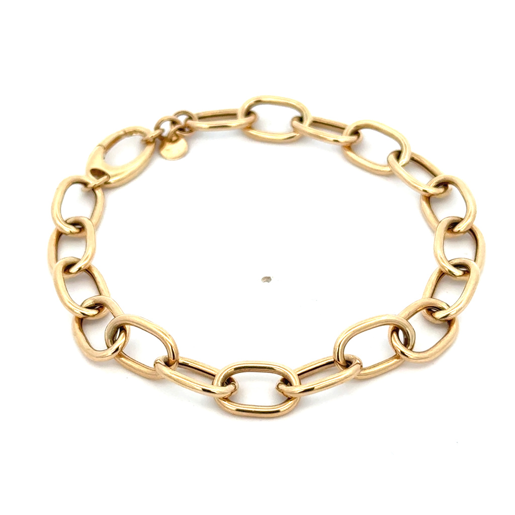 Žluté zlato náramek dutý 20cm