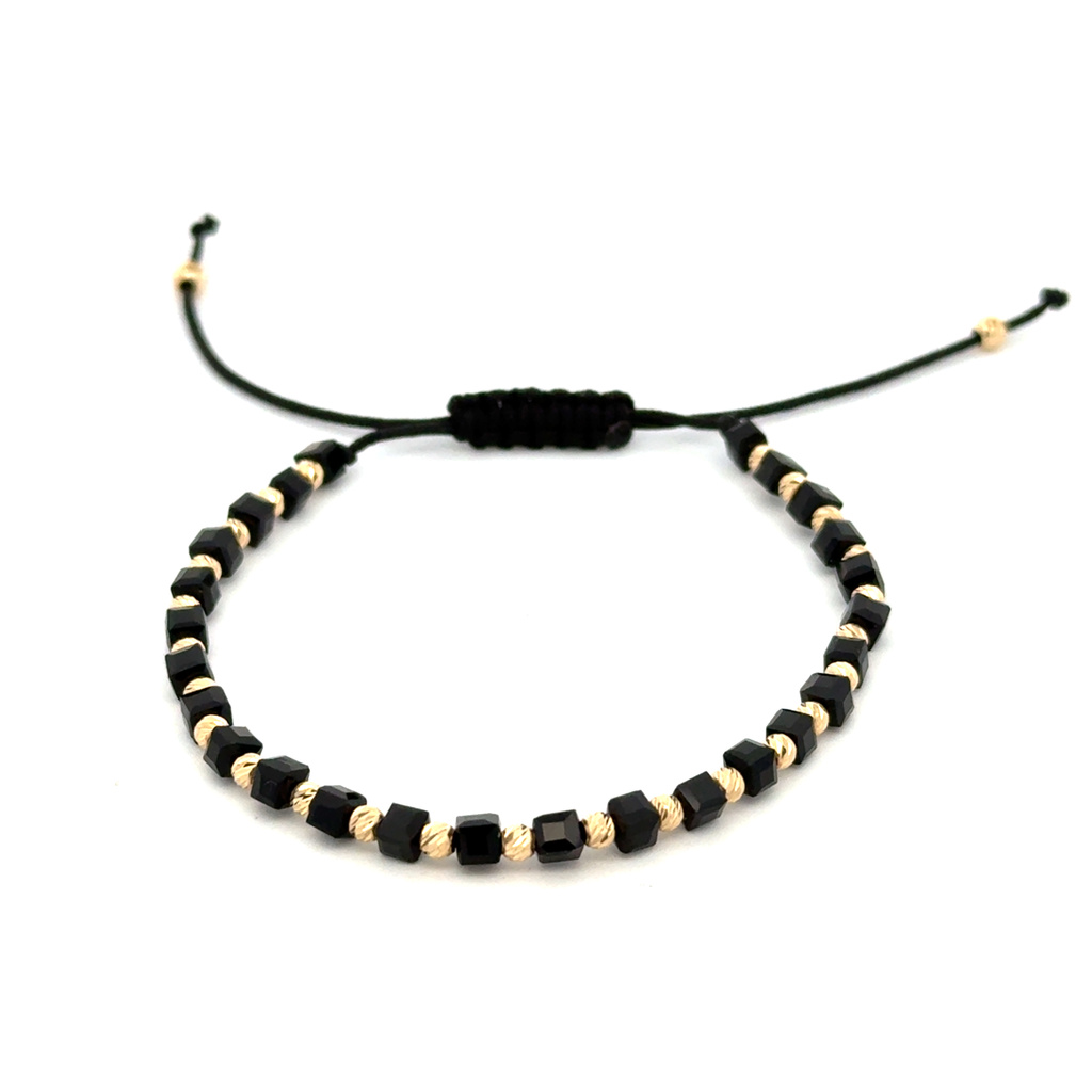 Šňůrkový náramek se zlatými kuličkami