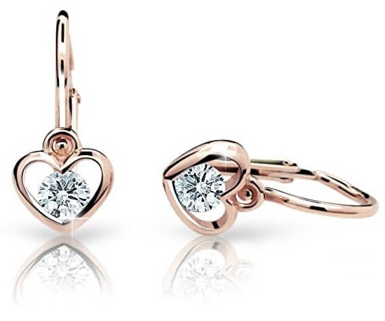 Růžové zlato náušnice se zirkony SRDCE