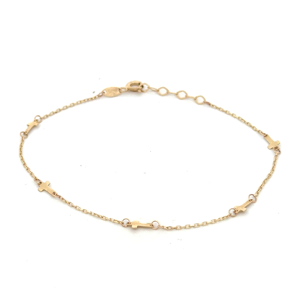 Žluté zlato náramek s KŘÍŽKY 17+2cm