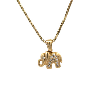 Žluté zlato přívěsek slon se zirkony
