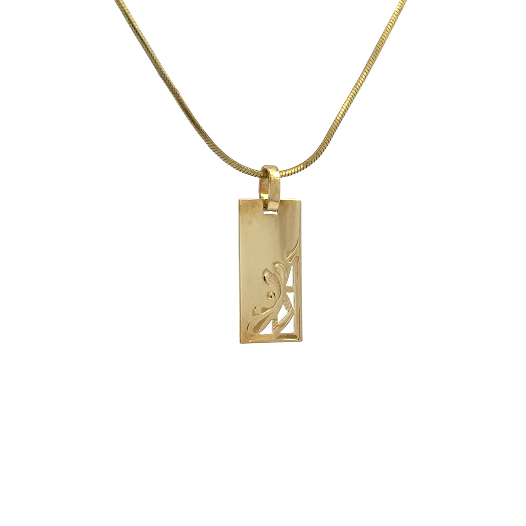 Žluté zlato destička přívěsek