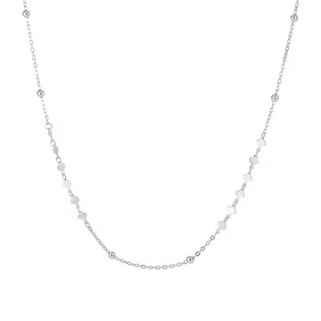 Jemný stříbrný řetízek se srdíčky a kuličkami