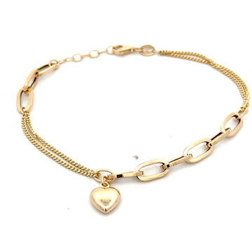 Žluté zlato náramek ozdobný se SRDCEM  17,5+2cm