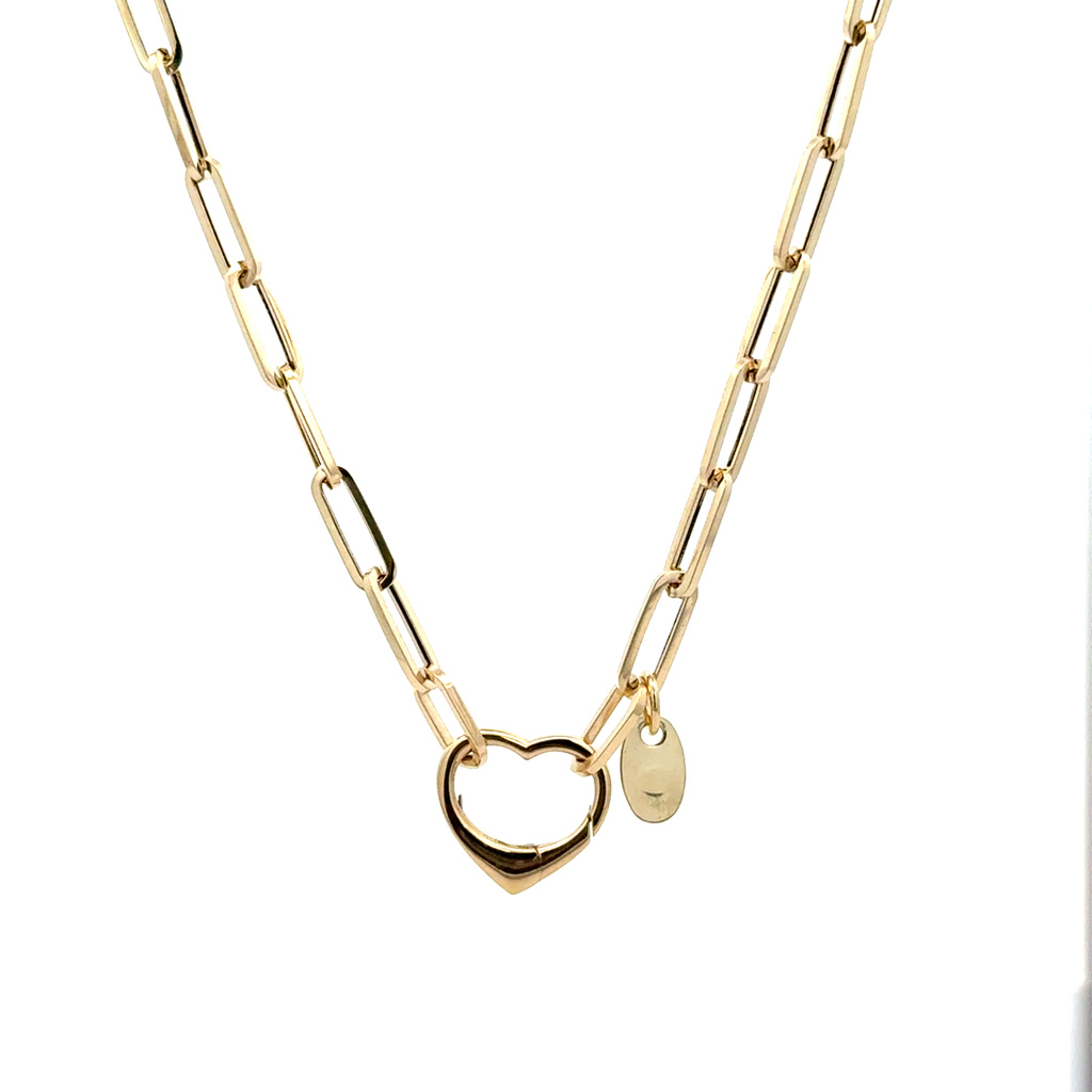 Žluté zlato náhrdelník očka se SRDCEM 45cm