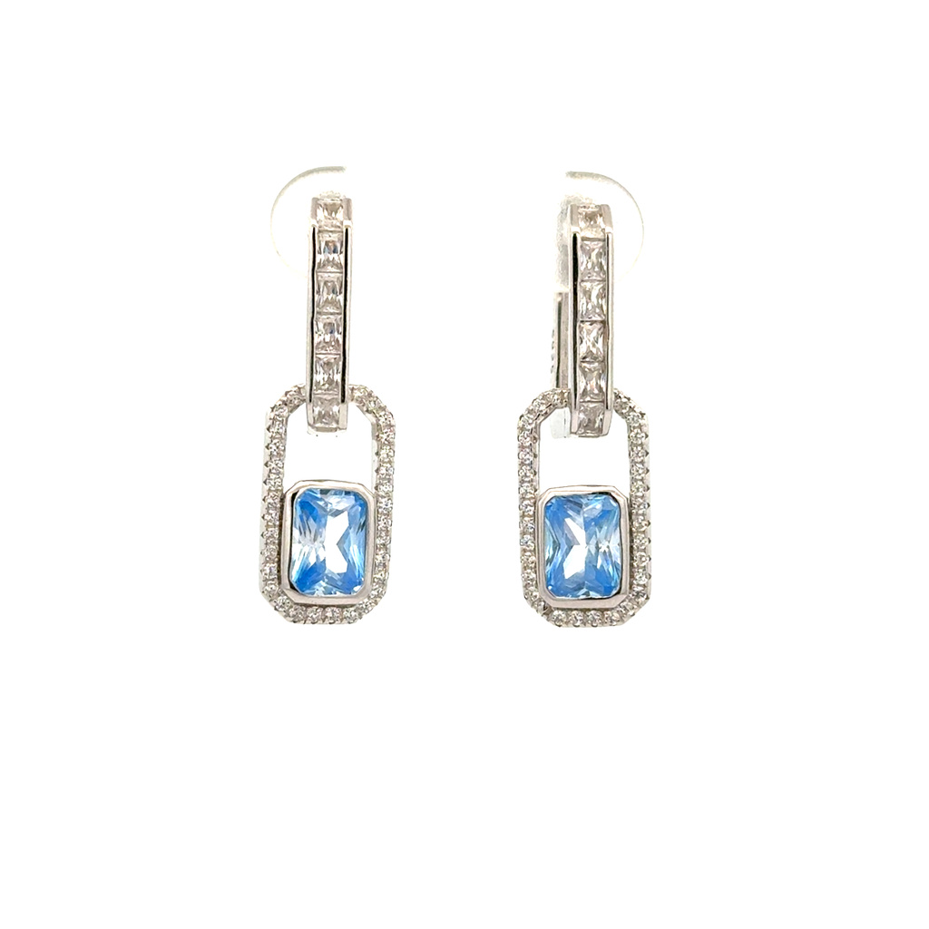 Stříbrné náušnice s bledě modrým zirkonem