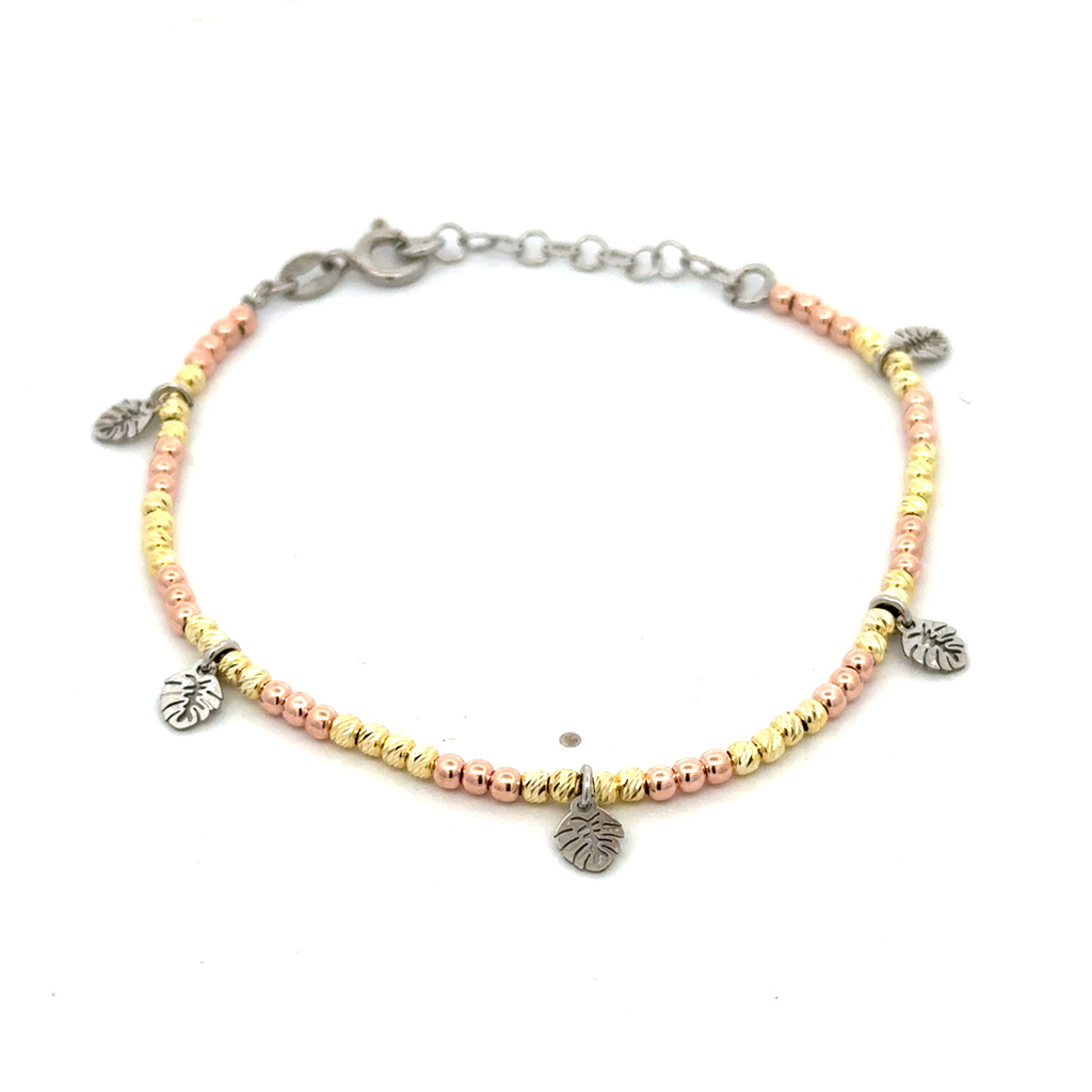 Stříbrný pozlacený náramek s přívěsky 16,5+3cm