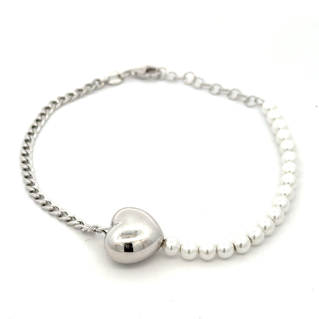Stříbrný náramek s perličkami 17+3cm