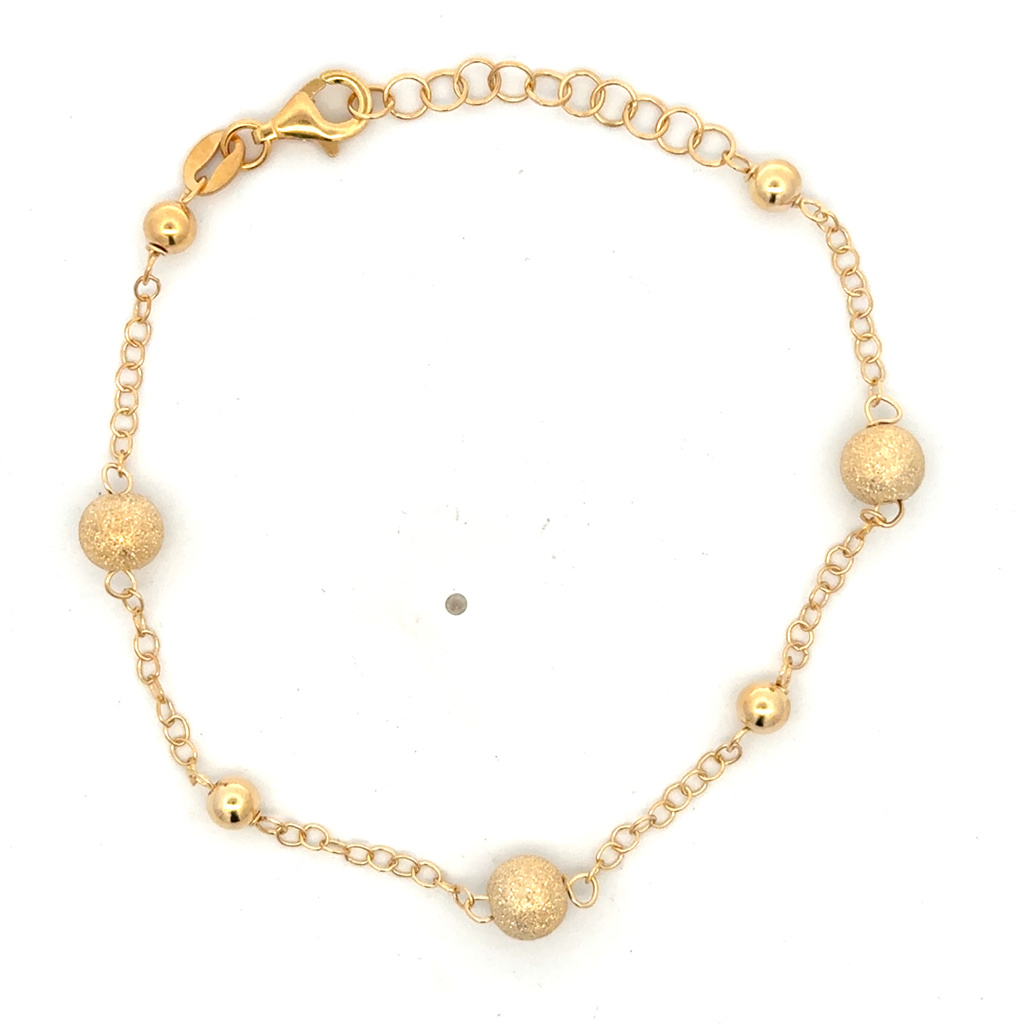 Stříbrný pozlacený náramek s kuličkami 17+3cm