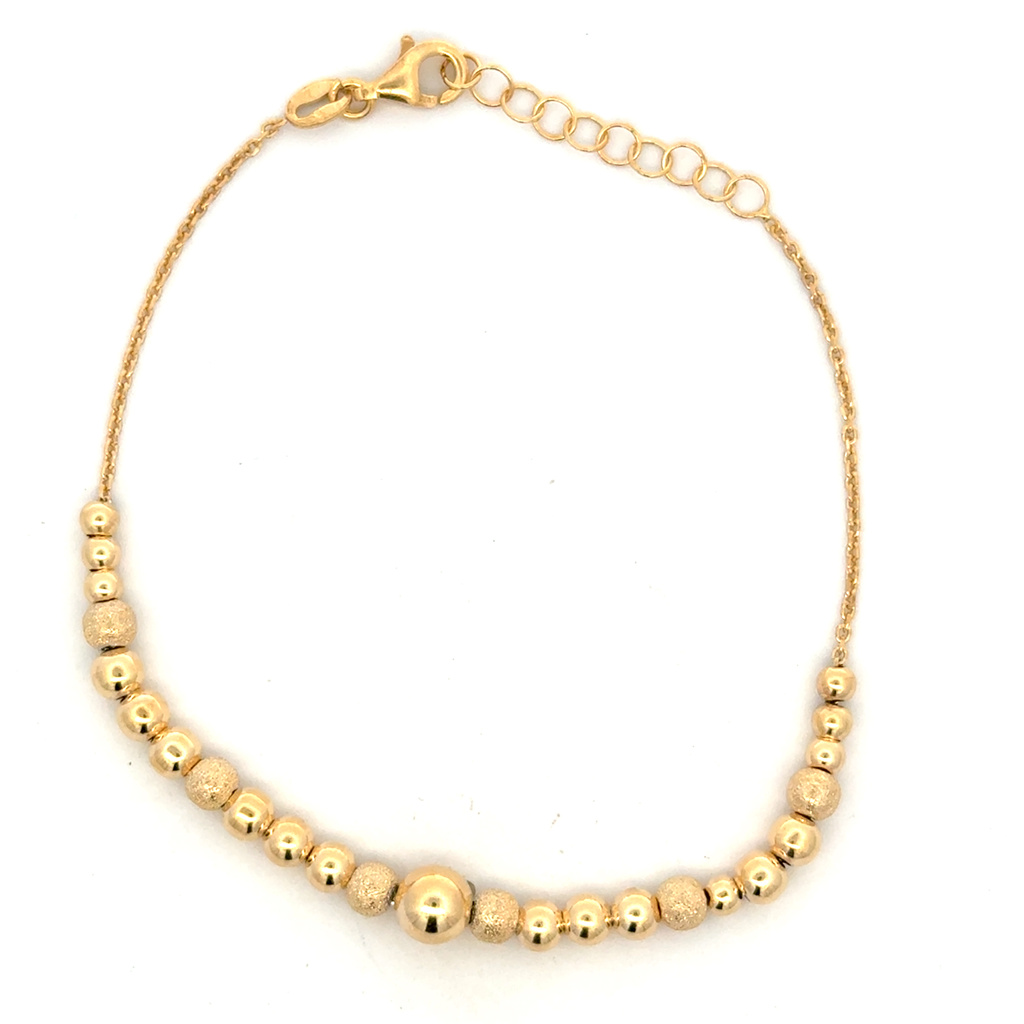 Stříbrný pozlacený náramek s kuličkamu 17+3cm