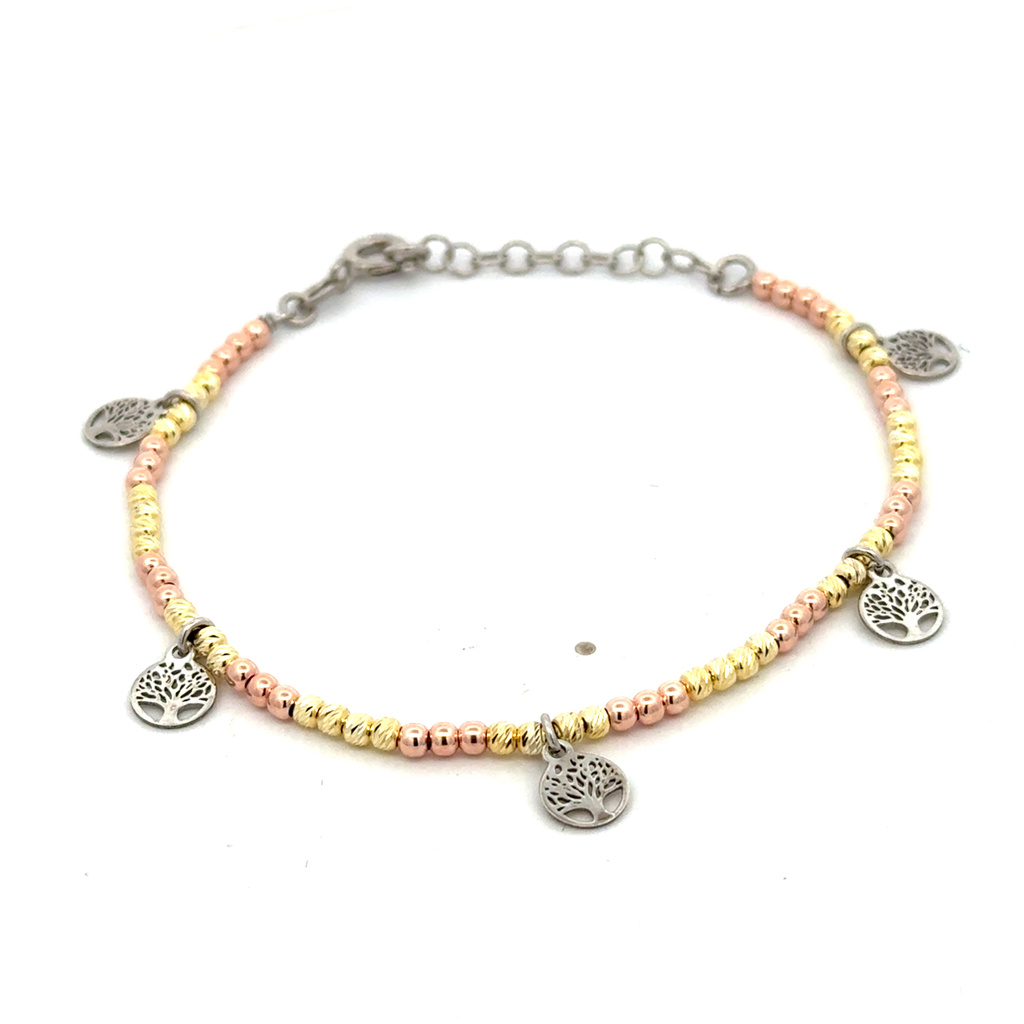 Stříbrný pozlacený náramek s přívěsky 16,5+3cm