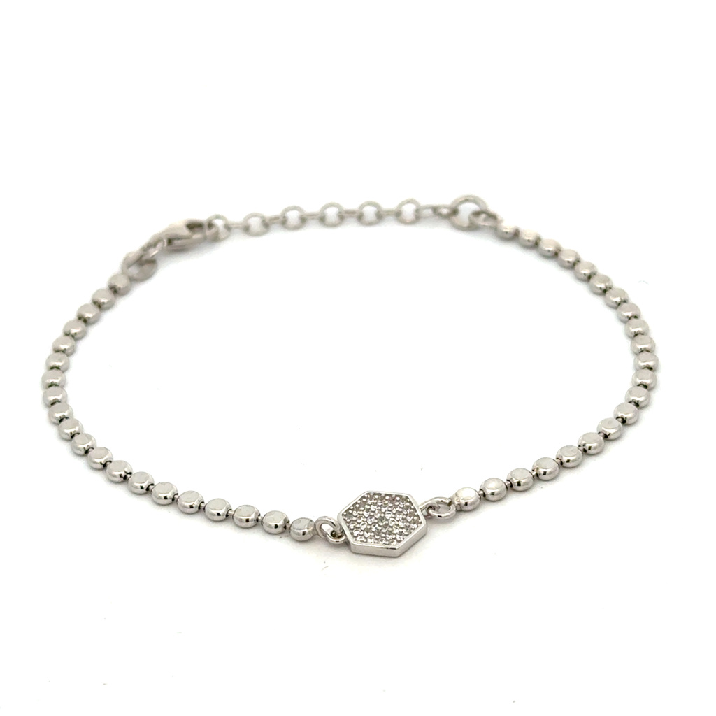 Stříbrný náramek se zirkony 17+2cm