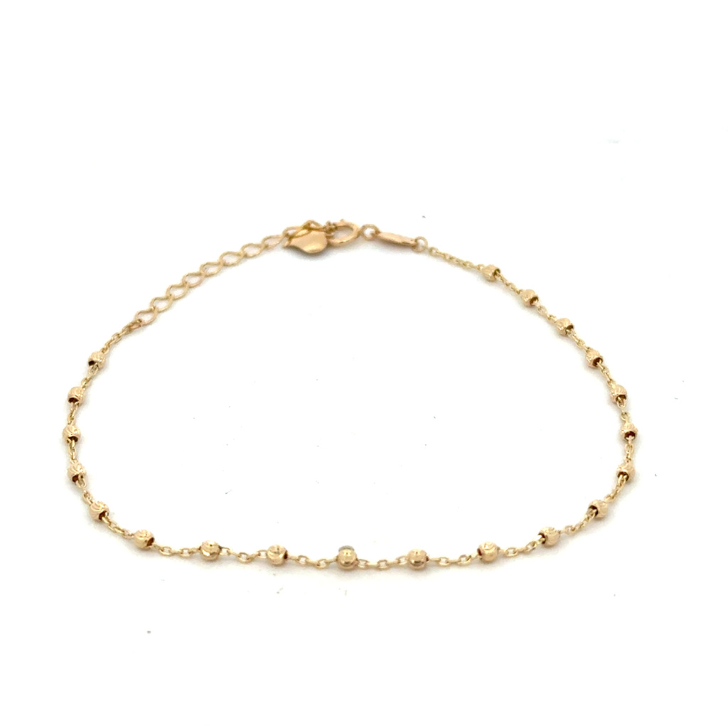 Žluté zlato náramek s kuličkami 17+3cm