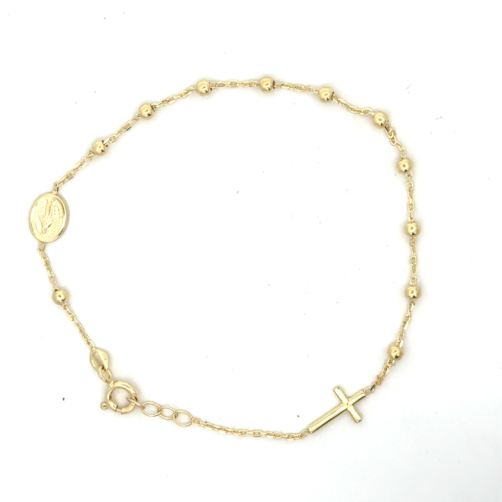 Žluté zlato náramek RŮŽENEC 18+1cm