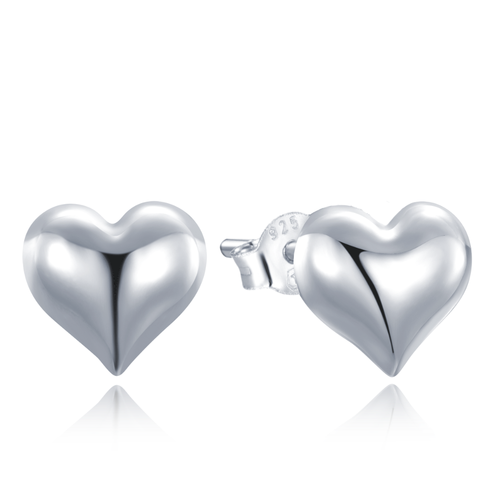 MINET Elegantní stříbrné náušnice srdce