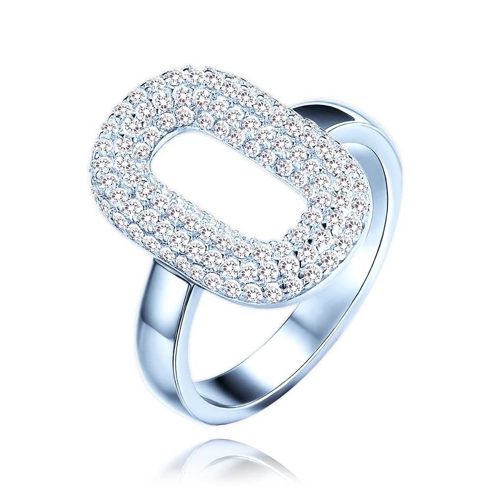 MINET Luxusní stříbrný prsten s bílými zirkony