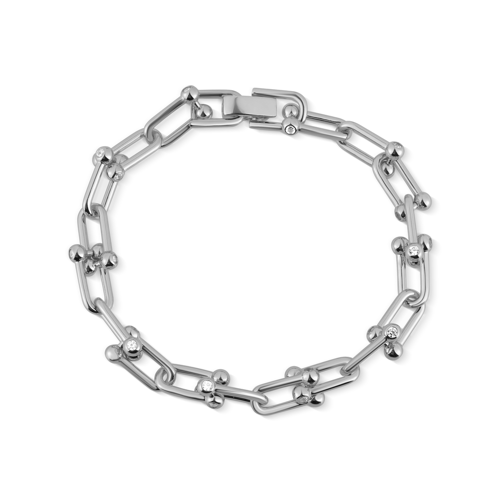 Stříbrný náramek se zirkony 20cm