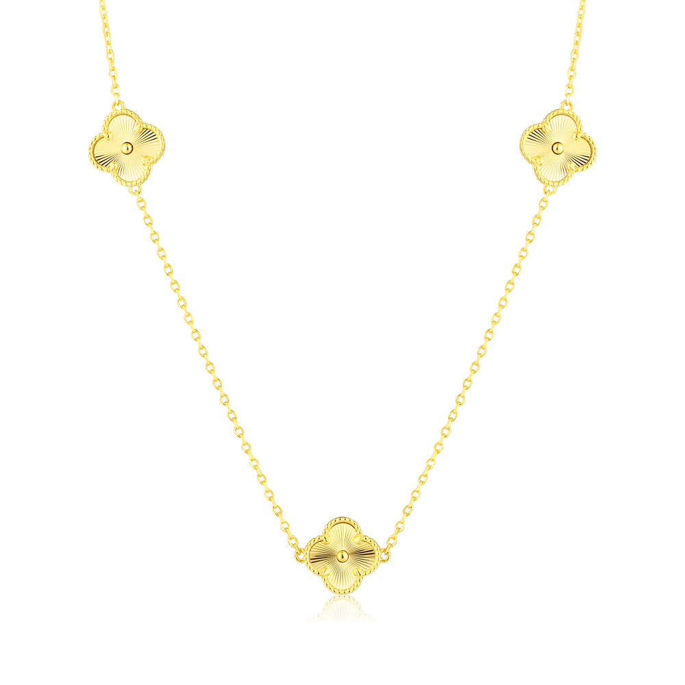 Stříbrný pozlacený řetízek ČTYŘLÍSTEK 45+5cm