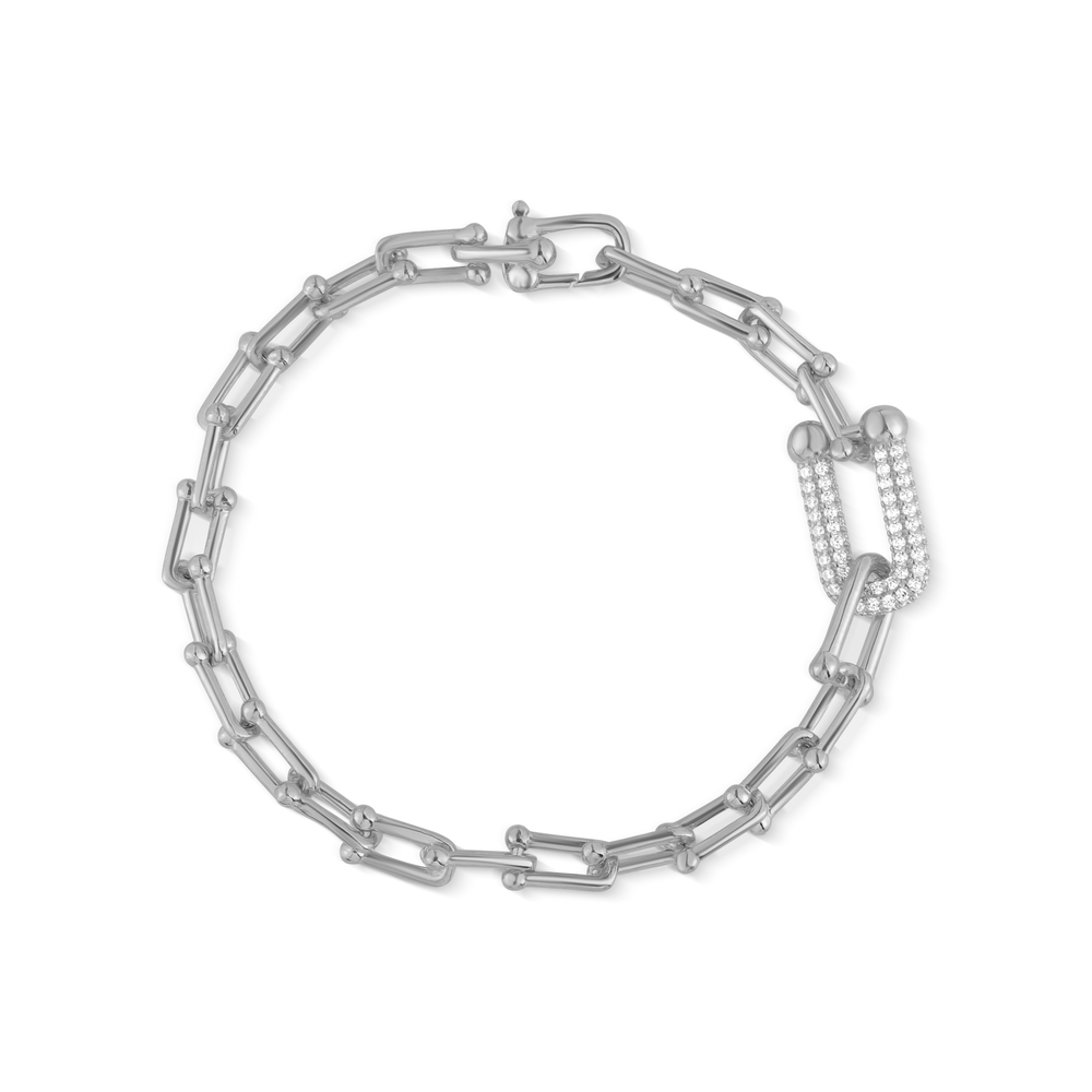 Stříbrný náramek se zirkonovou ozdobou 18 cm