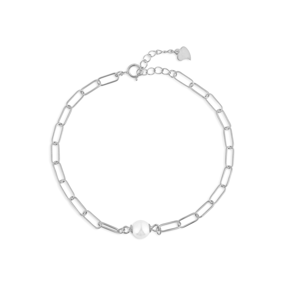 Stříbrný náramek s perlou 18+3cm